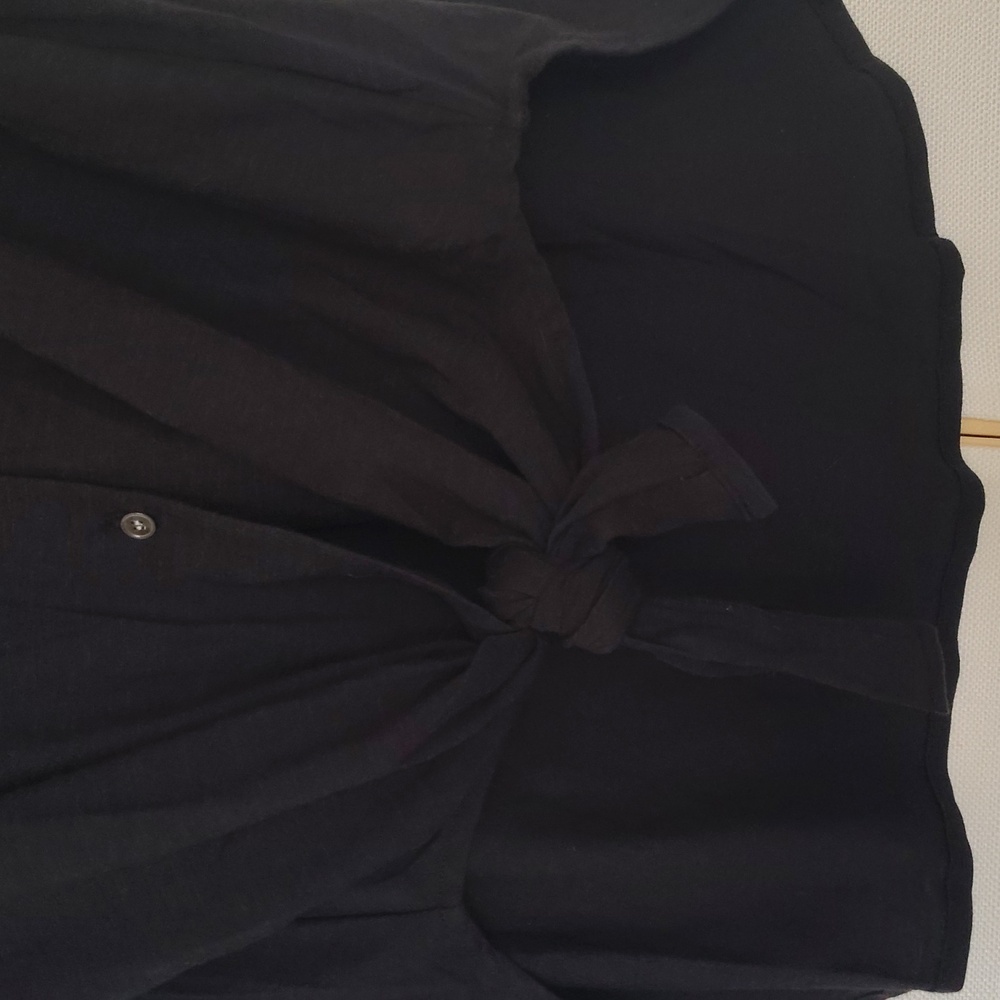 Theory Hekanina Black Tie-Front Button-Up Shirt | Size L. - Picture 3 of 8